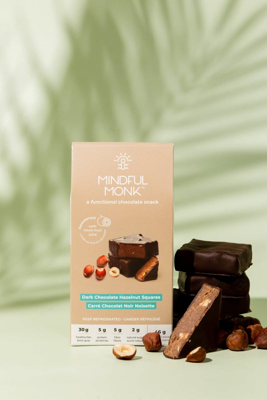 Dark Chocolate Hazelnut Squares - Mindful Monk